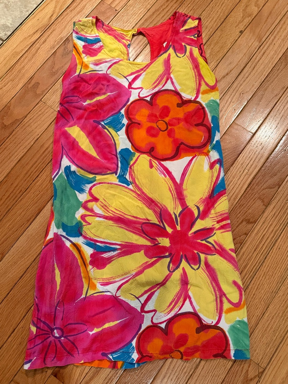Jams World multicolor cotton tank dress keyhole back hippie boho summer beach